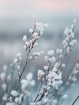 Minimalist tundra flora against a blurred background.