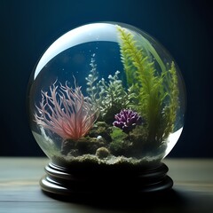 deep sea view in the crystal ball. world ocean day concept