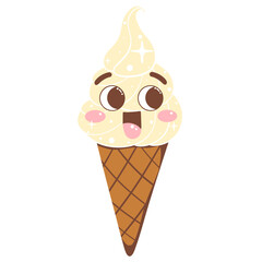 Ice cream cone cute cartoon illustration