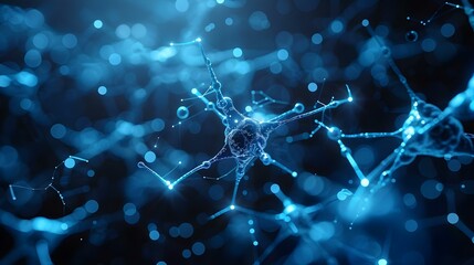Neural Network Rhapsody: A Minimalist Biologic Symphony. Concept Artificial Intelligence, Neuroscience, Music, Aesthetic Computing - obrazy, fototapety, plakaty