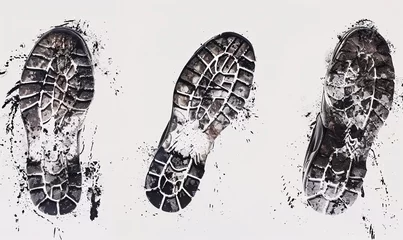 Fotobehang Different smudged shoe prints on a white background © IgnacioJulian