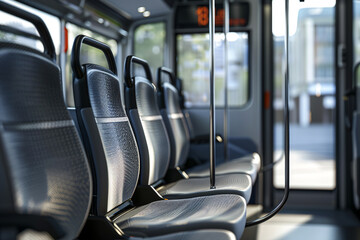 seats in the modern city bus - obrazy, fototapety, plakaty