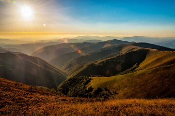 Carpathian mountains range under sunlight