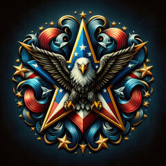 4th of July Independence Day of America logo and background