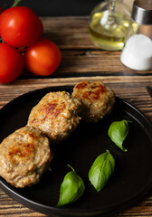 
Fresh chicken cutlets. on a wooden background. dinner