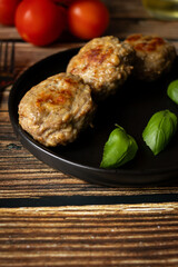 
Fresh chicken cutlets. on a wooden background. dinner