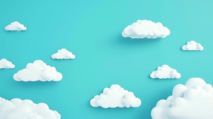 Minimalist abstract wallpaper, uniform color background, white clouds floating gently - obrazy, fototapety, plakaty