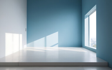 empty blue room with a window, 