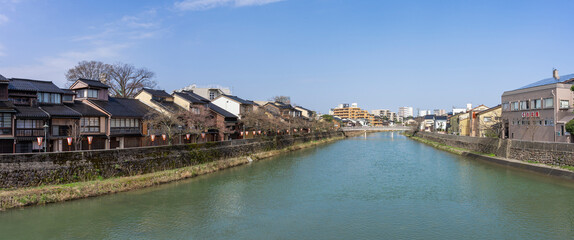 金沢の浅野川のパノラマ風景