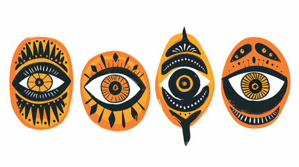 il eyes. Set of hand drawn Four talismans. Different