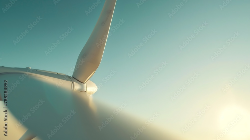 Canvas Prints Wind turbine blade tip against clear sky, macro shot, green power in motion, environmental hope 