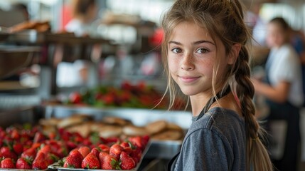 A student preparing a special homemade meal or baked goods to share with their teacher on Teacher Appreciation Dayimage - obrazy, fototapety, plakaty