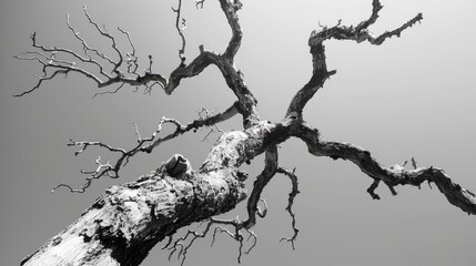 Obraz premium The skeletal remains of a long-dead tree, its twisted branches reaching for the skyimage illustration