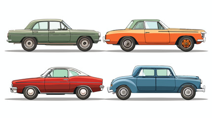 Four Cars or vehicles. Different types of cars sedan