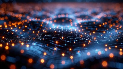 Data streams converging and diverging across a network of interconnected pathways, illustrating data flowimage