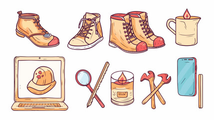 Four Icons. Logo templates. Boots sport shoes key ai
