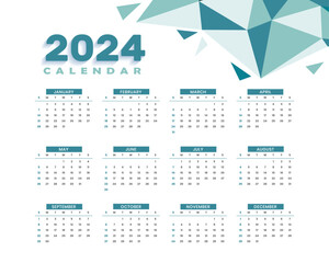2024 geometric calendar with blue colors.eps