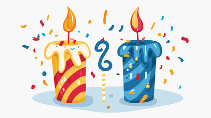 2 number-shaped birthday candle for second year anniversary - obrazy, fototapety, plakaty