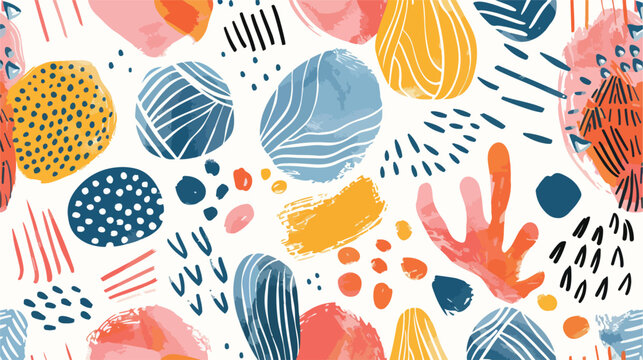 Abstract seamless pattern with hand drawn textures 