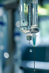 Clinical Closeup: Intravenous Drip System in a Medical Setting Delivering Life-Saving Fluids