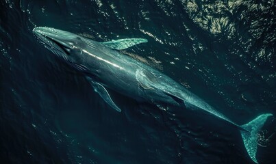 Fototapeta premium A blue whale in the ocean