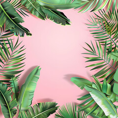 Tropical Dreamscape: A Pink Paradise of Palm Leaves