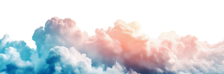 Pink and blue clouds isolated on transparent background.