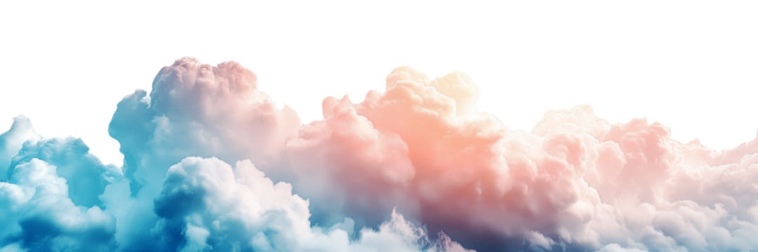 Pink and blue clouds isolated on transparent background.