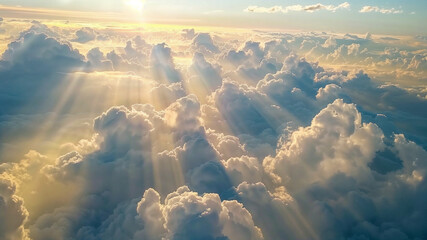 the sun shining through the clouds above the clouds in the sky, with the sun shining through the clouds - Powered by Adobe