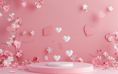 Valentines day podium for product presentation.3d rendering
