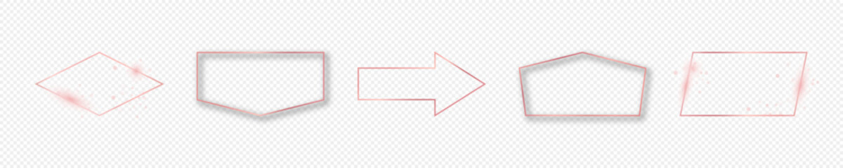 Rose gold glowing different geometric shape frame