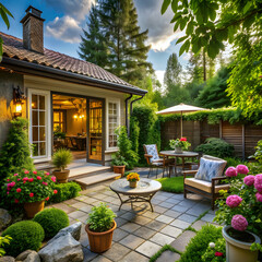 Fototapeta premium Modern house in the garden