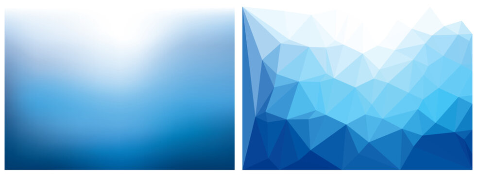 vectorabstract blue background in two variations, like mash and like triangles