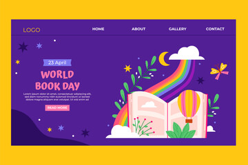World book day landing page in flat design