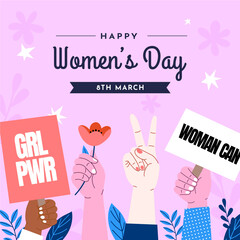 Womens day illustration in hand drawn style