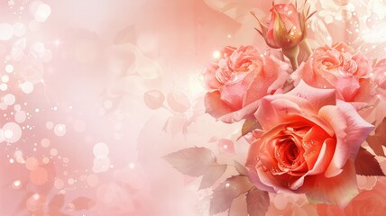 Rose bouquet with sparkling effects - A bouquet of pink roses with added sparkling effects, evoking feelings of magic and celebration