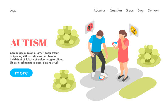 Autism landing page in isometric view