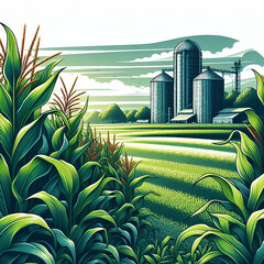 Field and silo illustration