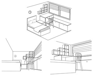 Room perspective drawing