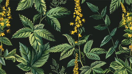 Botanical seamless pattern with stinging nettle - obrazy, fototapety, plakaty