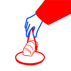 Hand Vector Taking Loaf of Bread Illustration