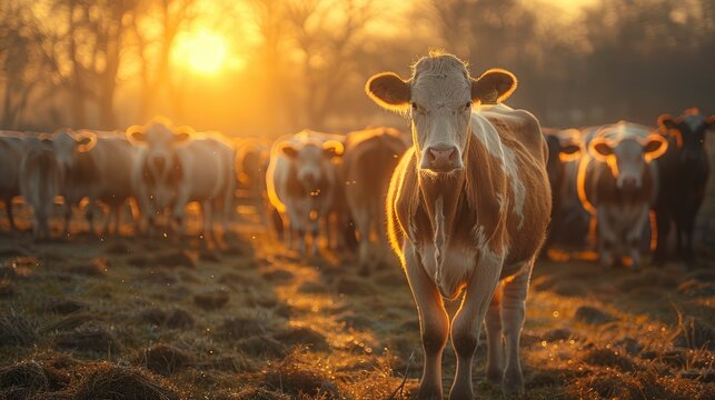 large village cowshed cows standing inside cowshed illuminated morning sun lot clean hayphoto illustration