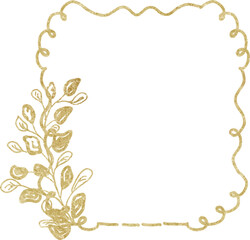 Vector vintage watercolor golden frame with olive branch Template space for text, greeting cards, invitation, wedding card, save the date, celebration, anniversary, birthday, event, holiday, print