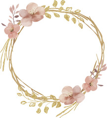 Vector watercolor flower wreath. Template space for text, message, greeting cards, invitation, wedding card, save the date, celebration, anniversary, birthday, party, events, holiday, banner, print
