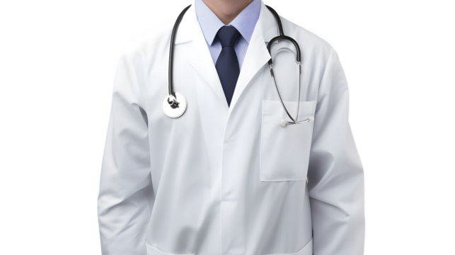 Doctor's White Coat Isolated on White Background: PNG File for Medical Designs, Hand Edited Generative AI