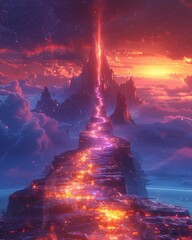 Asgardian Bifrost Shard, rainbow bridge, fragment of the path between worlds, encompassing journey, dim prism, celestial pathway  - obrazy, fototapety, plakaty