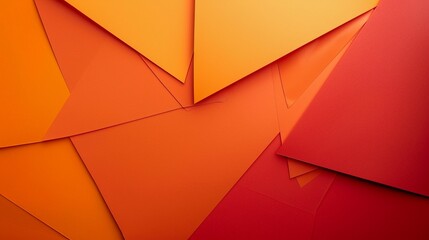 Abstract orange and red color paper geometry composition background.