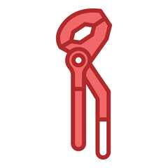 Groove Joint pliers red line filled icon