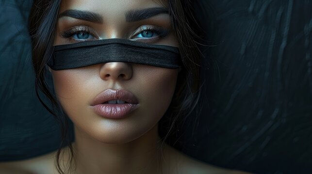 a artistic photography with beautiful woman blindfoldedillustration