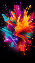 bright colorful background with splashes of paint, swirls of colors